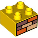 LEGO Duplo Yellow Brick 2 x 2 with brick wall (3437 / 41181)
