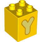 LEGO Duplo Jaune Brique 2 x 2 x 2 avec Letter "Y" Décoration (31110 / 65977)