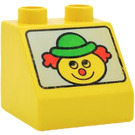 LEGO Duplo Jaune Pente 2 x 2 x 1.5 (45°) avec Clown (6474)