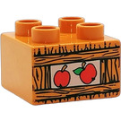 LEGO Earth Orange Duplo Brick 2 x 2 with Wood Box and Two Apples (47718 / 53484)