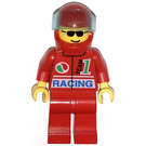 LEGO F1 Driver im rot Helm und Suit Minifigur mit hellblauem Visier
