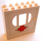 LEGO Fabuland Door Frame 2 x 6 x 5 with White Door with barred oval Window with Sticker
