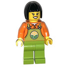 LEGO Farm Worker W Zielony Kombinezon z Czarny Włosy Minifigurka