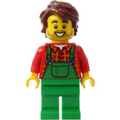 LEGO Farmer with Red Plaid Shirt and Green Overall Minifigure