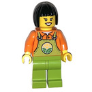 LEGO Farmer, Woman, Lime Overalls, Schwarz Haar Minifigur