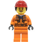 LEGO Female Construction Worker with Dark Stone Gray Hoodie Minifigure