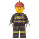 LEGO Kvinne Brannmann med Mørk rød Hjelm Minifigur