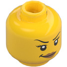 LEGO Female Head with Eyelashes, Raised Eyebrow and Lopsided Smile (Recessed Solid Stud) (3626 / 29627)