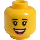 LEGO Female Kopf mit Freckles und Open Smile (Einbau-Vollbolzen) (3626 / 21463)