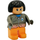 LEGO Vrouwelijk Medic, Bob Haar Zwart Duplo-figuur