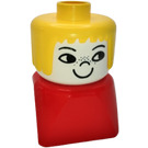 LEGO Vrouwelijk aan Rood Basis met Geel Haar Duplo-figuur