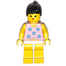 LEGO Kvinde Paradisa med Blå Blomster Torso og Sort Hestehale Hår Minifigur