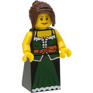 LEGO Kvinna Peasant med Mörkgrön Robe Minifigur