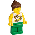 LEGO Female, Ponytail, White Flowered Torso Minifigure