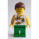 LEGO Female, Ponytail, White Flowered Torso Minifigure