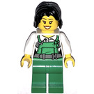 LEGO Female Robber with Black Hair in Green Overalls  Minifigure