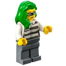 LEGO Kvinde Robber med Lyse-grøn Hår Minifigur