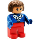 LEGO Weiblich mit Blau Blouse mit Weiß Lace Trim Duplo-Figur