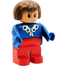 LEGO Female met Blauw Blouse met Wit Lace Trim Duplo Figuur