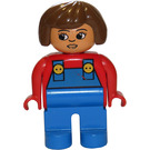 LEGO Female mit Blau Overalls mit nach unten gedrehter Nase