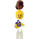 LEGO Female with Dark Purple Blouse with Gold Belt and Flowers Pattern, White Legs Minifigure