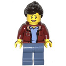 LEGO Female mit Dark rot Open Vest und Dark Brown Pferdeschwanz Minifigur