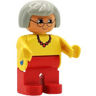 LEGO Female met Grijs Haar, Rood necklace en Glasses Duplo Figuur