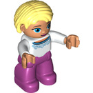 LEGO Kvinna med Magenta Ben och Vit Topp Duplo figur