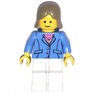 LEGO Female mit Medium Blau Jacket, Weiß Beine, und Dark Tan Haar Minifigur