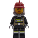 LEGO Brandweerman Vrouwelijk Donkerrood Helm Minifiguur