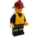 LEGO Firefighter with Dark Red Helmet and Life Jacket Minifigure