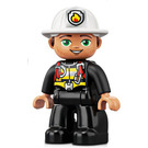 LEGO Firefighter with Helmet with Badge and Green Eyes Duplo Figure