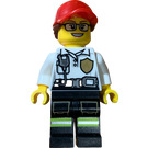 LEGO Firefighter with Red Cap and Ponytail Minifigure