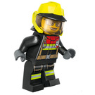 LEGO Firefighter with Vibrant Yellow Firefighter Helmet and Glasses Minifigure