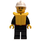 LEGO Fireman with Black Uniform and Life Jacket Minifigure