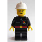 LEGO Fireman with Flame Badge Zipper and White Fire Helmet Minifigure