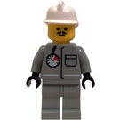 LEGO Fireman with Light Gray Coat with Air Gauge and Pocket, Light Gray Legs, Pointed Mustache, and White Fire Helmet Minifigure