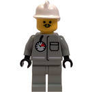 LEGO Brannmann med Lys Grå Coat med Luft Gauge og Pocket, Lys Grå Ben, Pointed Mustache, og Hvit Brannhjelm Minifigur