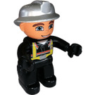 LEGO Fireman met Zilver Helm en Zwart Handen Duplo Figuur