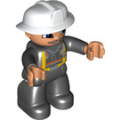 LEGO Fireman with White Helmet and Moustache Duplo Figure with Flesh Hands