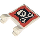 LEGO Vlag 2 x 2 met Jolly Roger aan Rood Background zonder uitlopende rand (2335 / 48982)