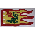 LEGO Flag 5 x 8 with Red Border and Green Dragon (Double-Sided Print)