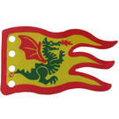 LEGO Flagge 5 x 8 mit Rot Border und Grün Drachen (Einseitiger Druck)