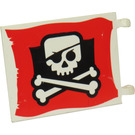 LEGO Flag 6 x 4 med 2 Stik med Jolly Roger på Rød background (2525 / 48985)