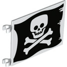 LEGO Flag 6 x 4 with 2 Connectors with Skull and crossbones on black background (2525)