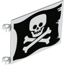 LEGO Flag 6 x 4 med 2 Stik med Kranium og crossbones på Sort background (2525 / 69437)