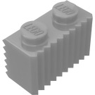 LEGO Flaches Silber Backstein 1 x 2 mit Gitter (2877)