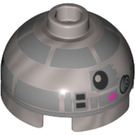 LEGO Flat Silver Brick 2 x 2 Round with Dome Top with R2-BHD Astromech Droid Head (Hollow Stud, Axle Holder) (18841 / 33515)