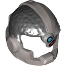 LEGO Flaches Silber Cyborg Helm mit Schwarz Haar und Azure Dot (34971 / 43863)