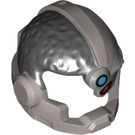 LEGO Effen zilver Cyborg Helm met Zwart Haar en Azure Dot (34971 / 43863)